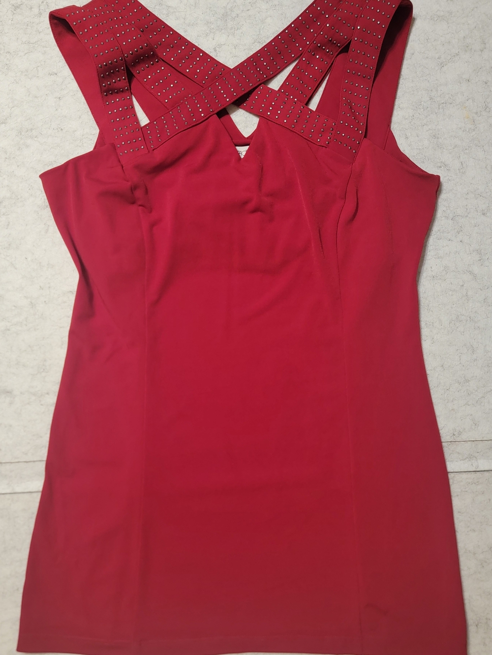 Vintage NWT 90s Y2K Caché Studded Criss-Cross Strappy Top Red Small